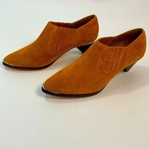New Joie suede Baler Western festival cowboy heeled booties sz 6.5 burnt orange